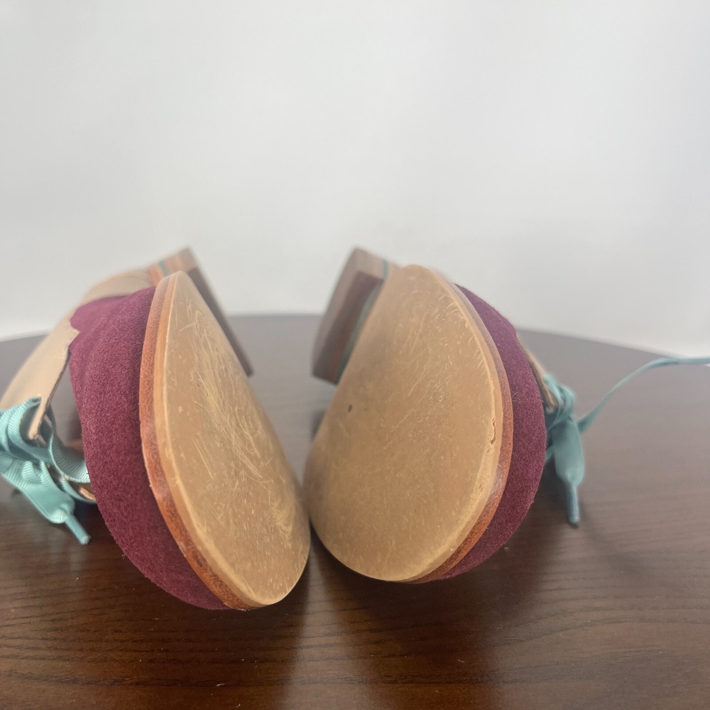 Pilcro And The Letterpress Shoes Women 7M Reddish Purple Suede Mary Jane Lace Up - Picture 15 of 16